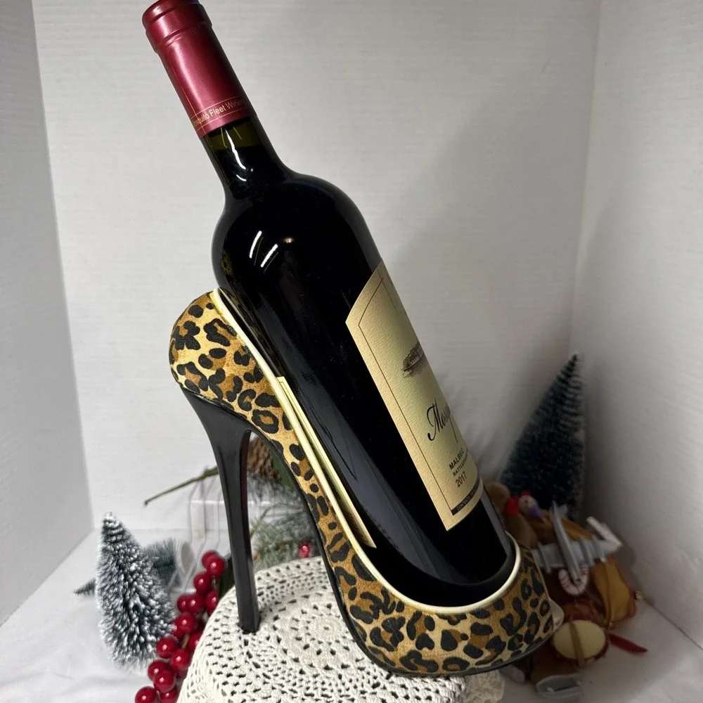 Wild Eye Designs Leopard Print High Heel Stiletto Shoe Wine Holder